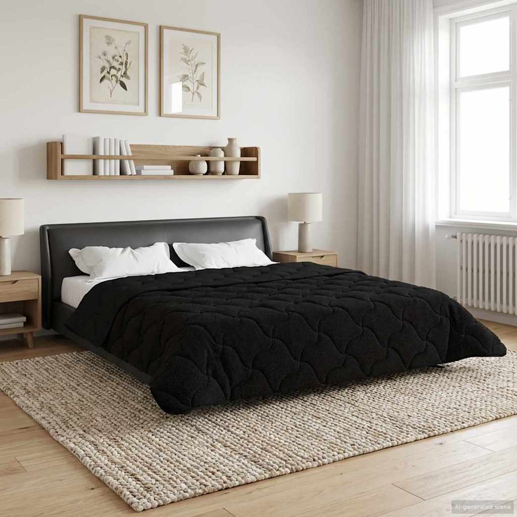 Vol jaar dekbed Zwart 220 x 240 cm Microfiber en Teddy fleece