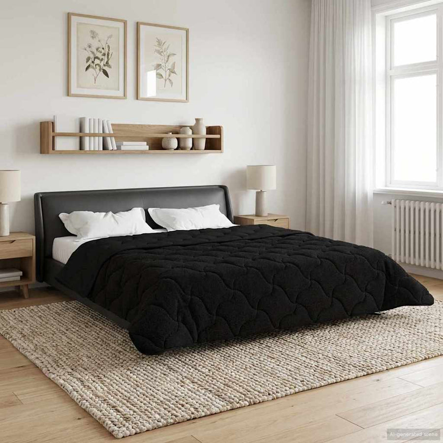 Vol jaar dekbed Zwart 220 x 240 cm Microfiber en Teddy fleece