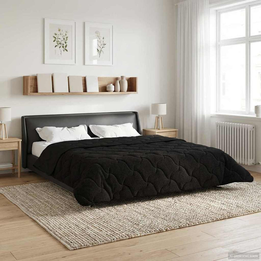 Vol jaar dekbed Zwart 220 x 260 cm Microfiber en Teddy fleece