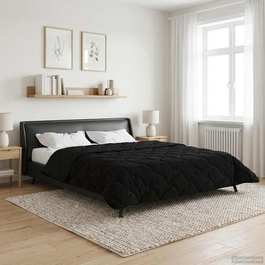 Vol jaar dekbed Zwart 240 x 260 cm Microfiber en Teddy fleece