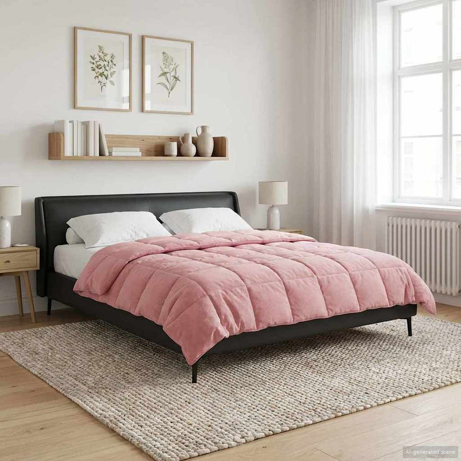 Vol jaar dekbed Roze 200 x 200 cm Microfiber en Teddy fleece