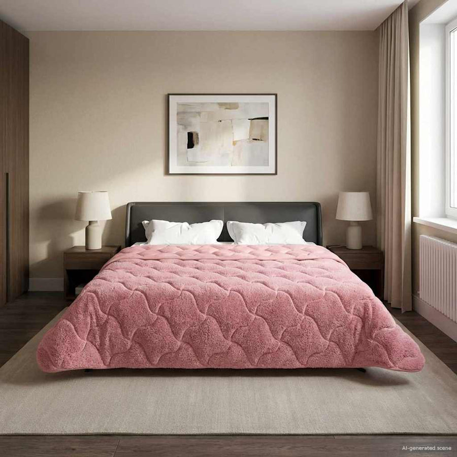 Vol jaar dekbed Roze 200 x 240 cm Microfiber en Teddy fleece