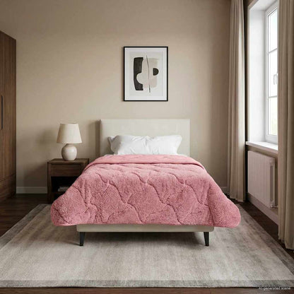 Vol jaar dekbed Roze 155 x 220 cm Microfiber en Teddy fleece