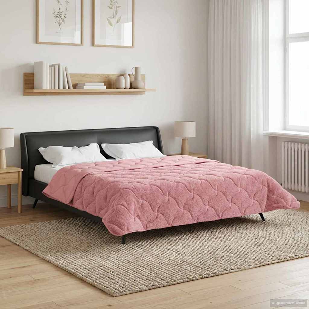Vol jaar dekbed Roze 200 x 220 cm Microfiber en Teddy fleece