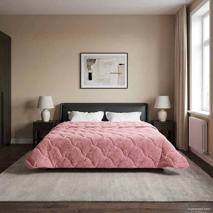Vol jaar dekbed Roze 200 x 220 cm Microfiber en Teddy fleece