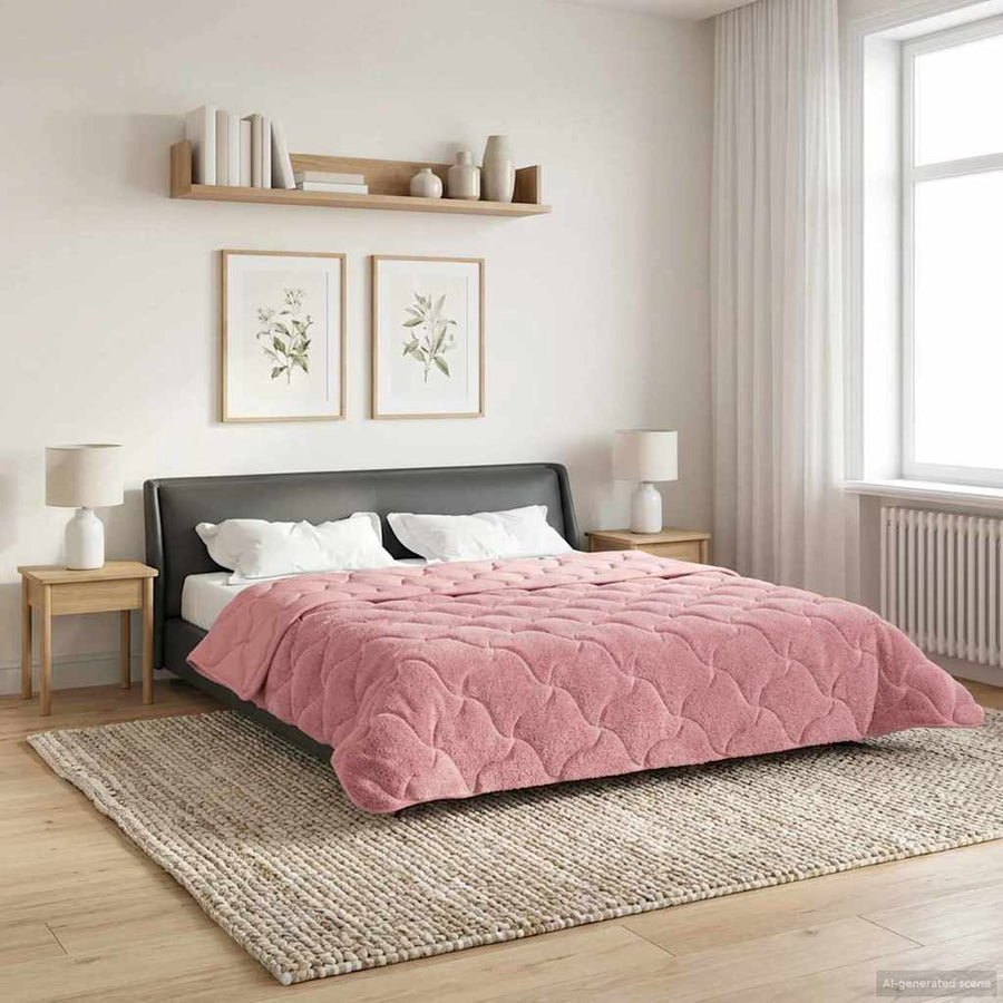 Vol jaar dekbed Roze 220 x 240 cm Microfiber en Teddy fleece