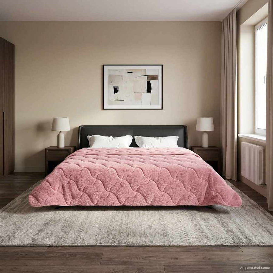Vol jaar dekbed Roze 220 x 240 cm Microfiber en Teddy fleece