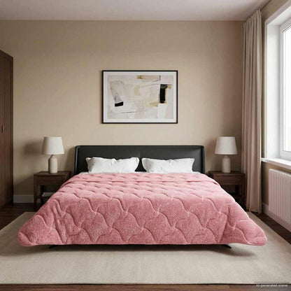 Vol jaar dekbed Roze 220 x 260 cm Microfiber en Teddy fleece