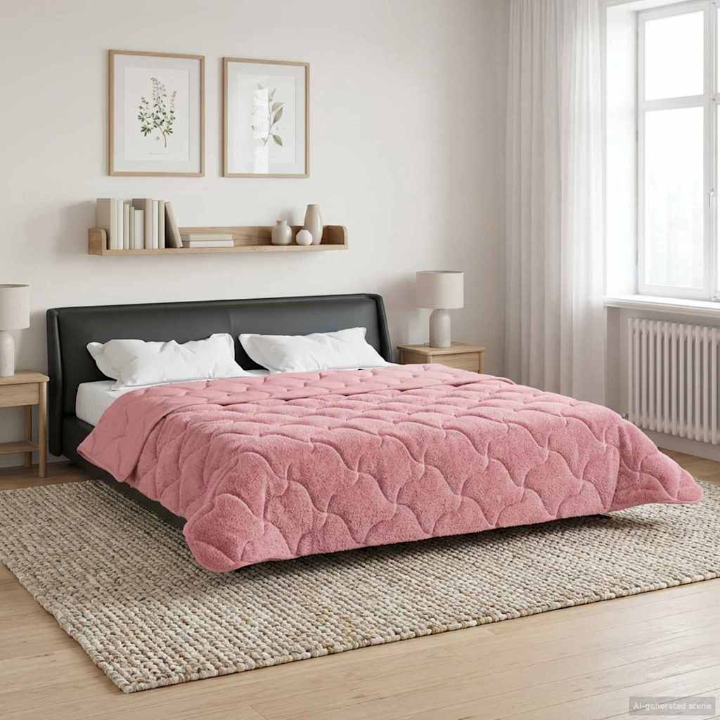 Vol jaar dekbed Roze 240 x 260 cm Microfiber en Teddy fleece