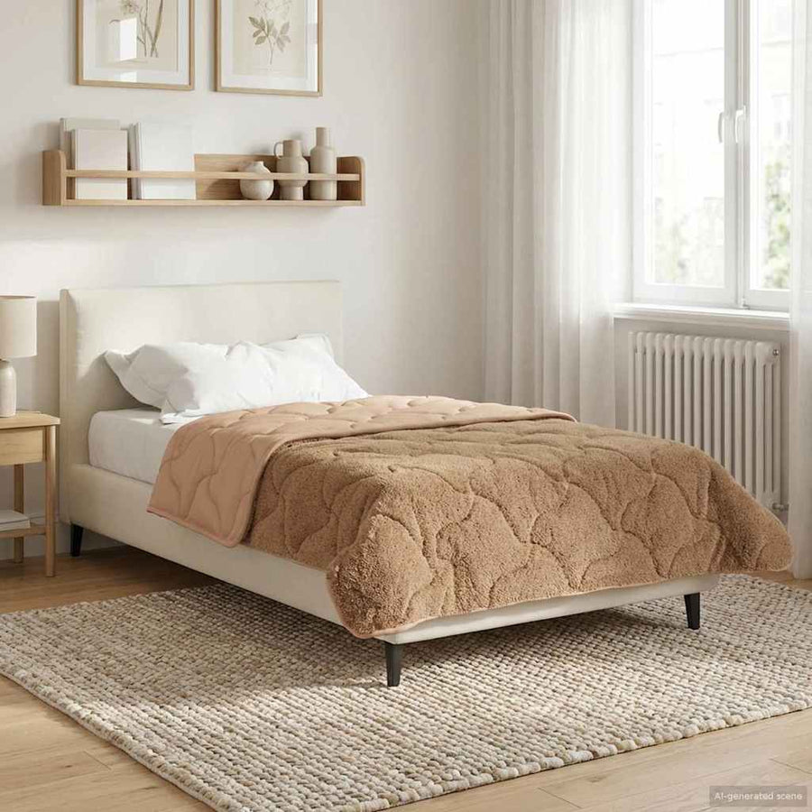 Vol jaar dekbed Taupe 135 x 200 cm Microfiber en Teddy fleece