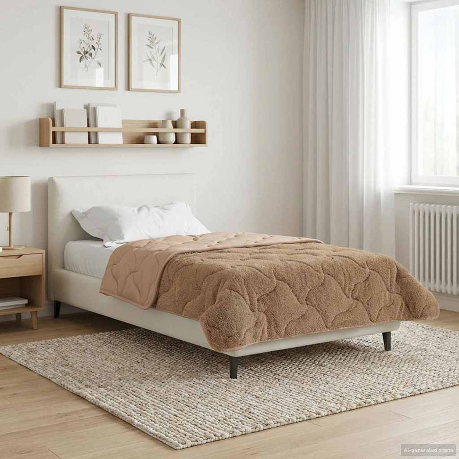 Vol jaar dekbed Taupe 140 x 220 cm Microfiber en Teddy fleece