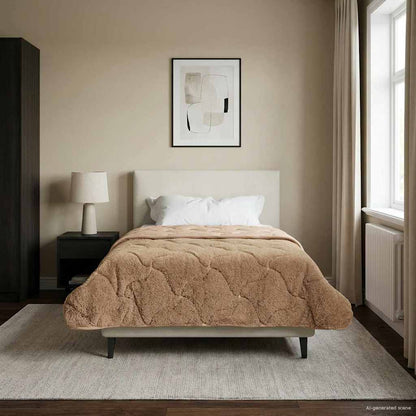 Vol jaar dekbed Taupe 140 x 220 cm Microfiber en Teddy fleece