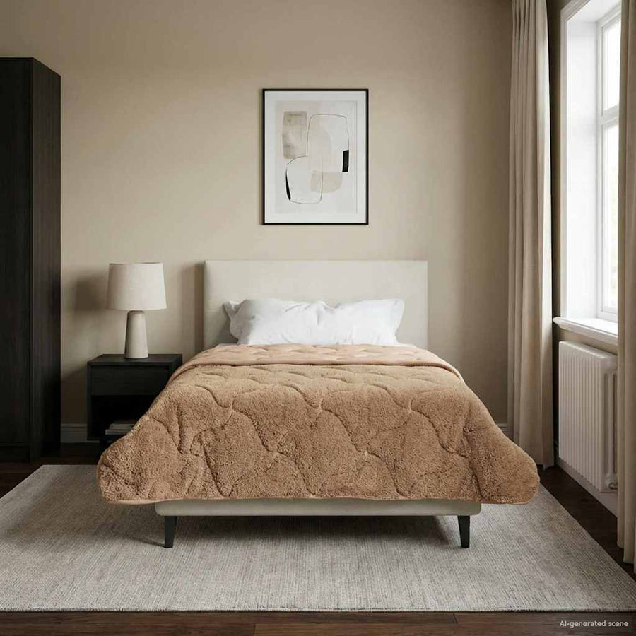 Vol jaar dekbed Taupe 140 x 220 cm Microfiber en Teddy fleece