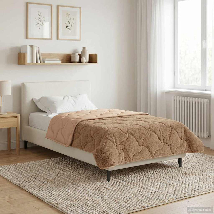 Vol jaar dekbed Taupe 155 x 200 cm Microfiber en Teddy fleece