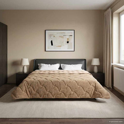 Vol jaar dekbed Taupe 200 x 200 cm Microfiber en Teddy fleece