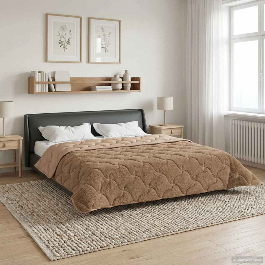 Vol jaar dekbed Taupe 200 x 240 cm Microfiber en Teddy fleece