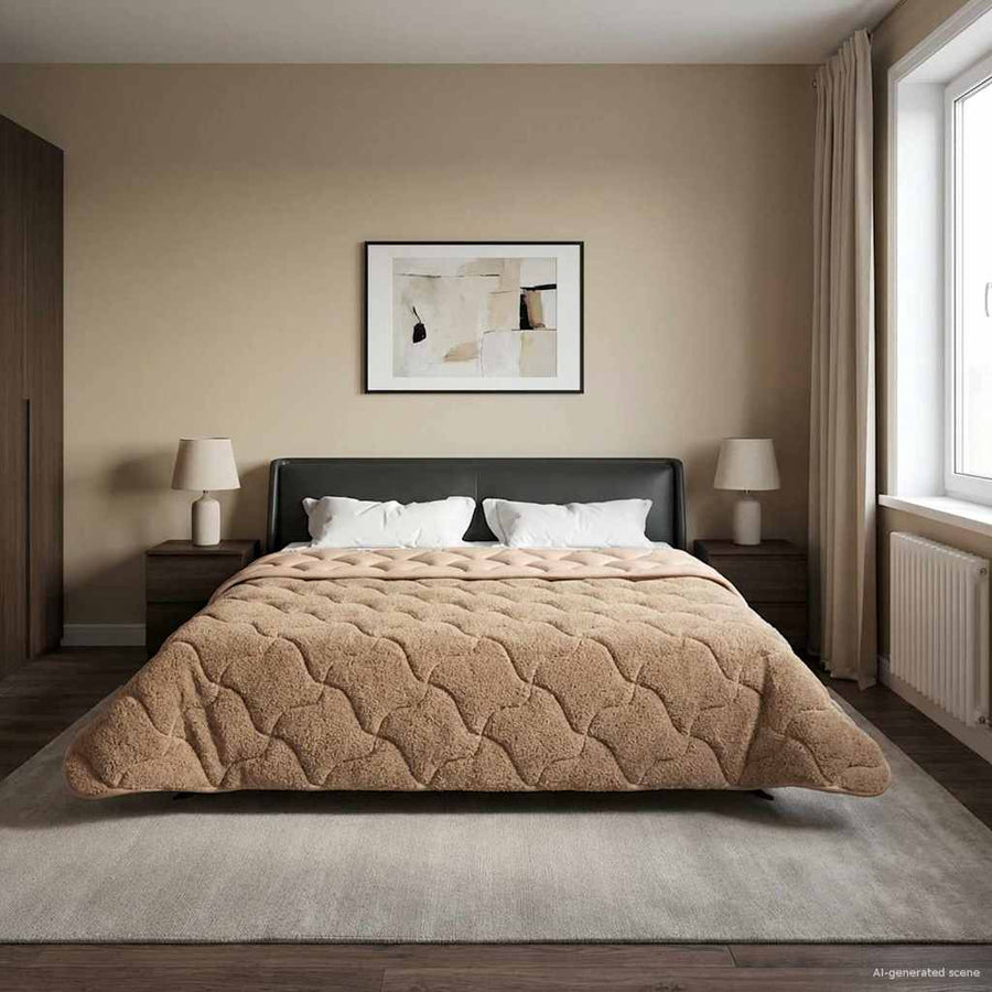 Vol jaar dekbed Taupe 200 x 240 cm Microfiber en Teddy fleece