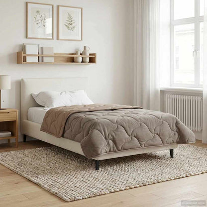 Vol jaar dekbed Taupe 135 x 220 cm Microfiber en Teddy fleece