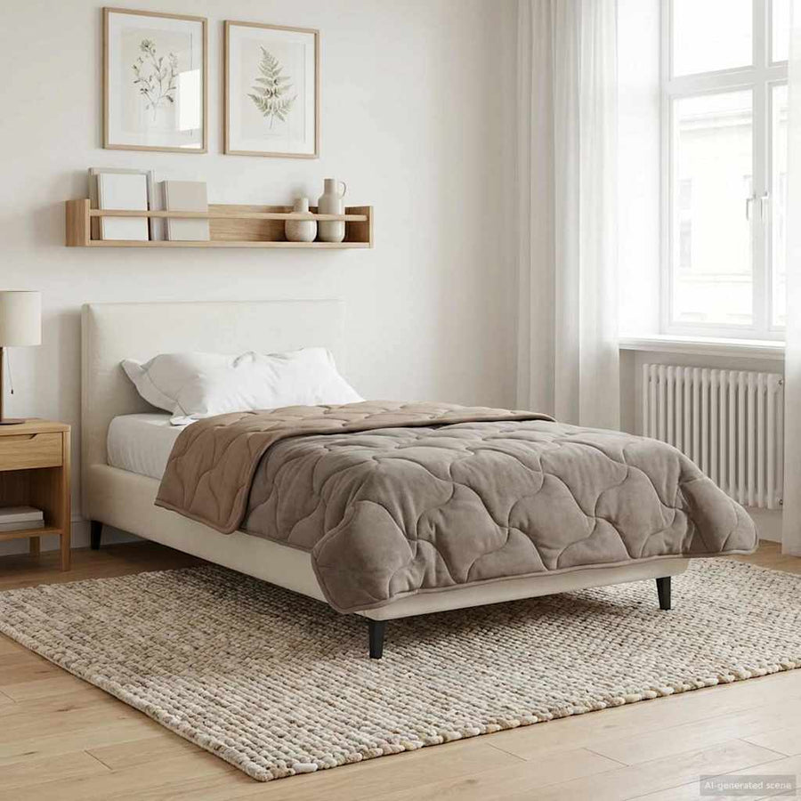 Vol jaar dekbed Taupe 135 x 220 cm Microfiber en Teddy fleece