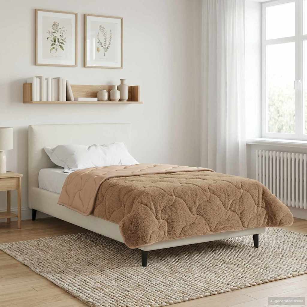 Vol jaar dekbed Taupe 140 x 220 cm Microfiber en Teddy fleece