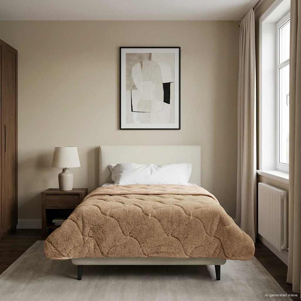 Vol jaar dekbed Taupe 140 x 220 cm Microfiber en Teddy fleece