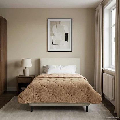 Vol jaar dekbed Taupe 140 x 220 cm Microfiber en Teddy fleece
