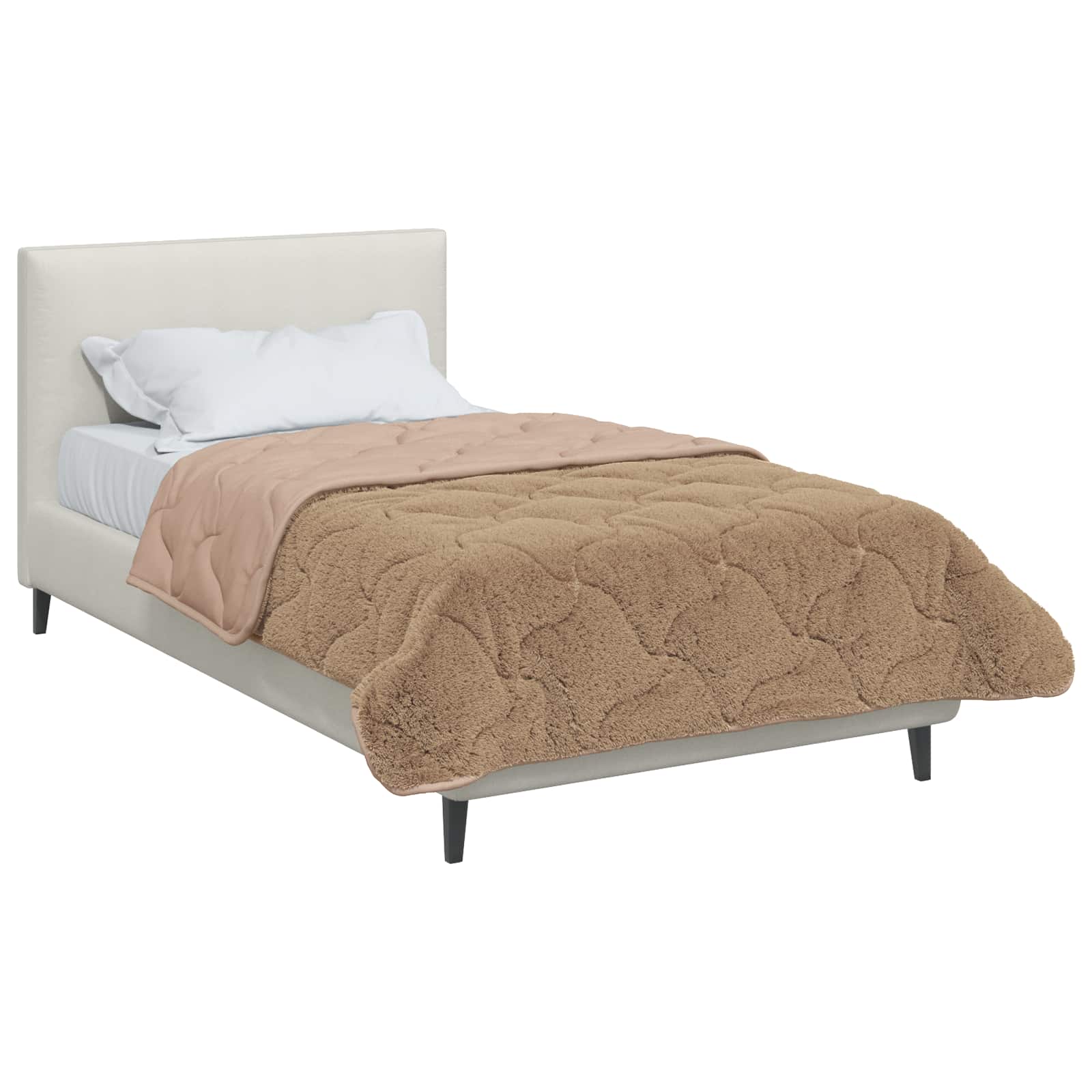 Vol jaar dekbed Taupe 140 x 220 cm Microfiber en Teddy fleece