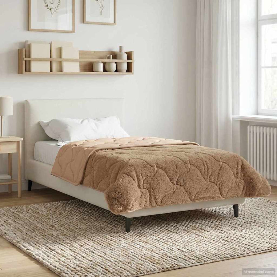 Vol jaar dekbed Taupe 155 x 220 cm Microfiber en Teddy fleece