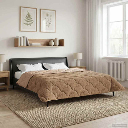 Vol jaar dekbed Taupe 200 x 220 cm Microfiber en Teddy fleece