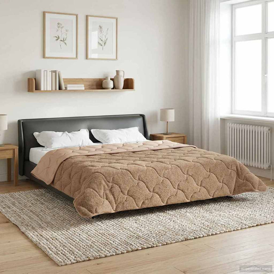 Vol jaar dekbed Taupe 220 x 240 cm Microfiber en Teddy fleece