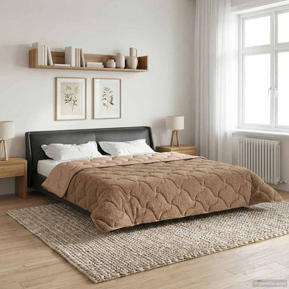 Vol jaar dekbed Taupe 220 x 260 cm Microfiber en Teddy fleece