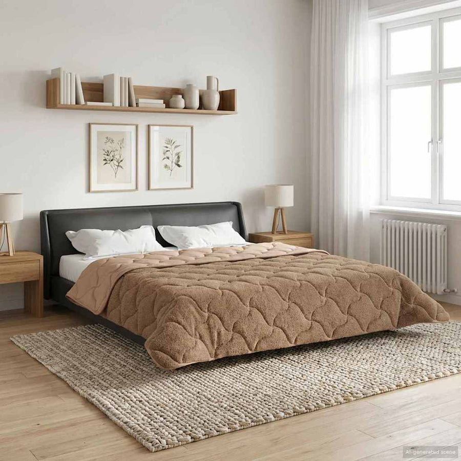 Vol jaar dekbed Taupe 220 x 260 cm Microfiber en Teddy fleece