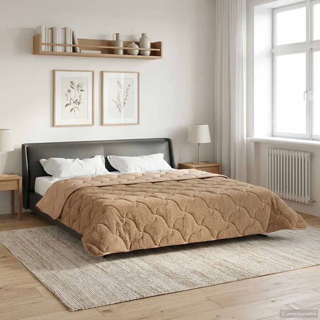 Vol jaar dekbed Taupe 240 x 260 cm Microfiber en Teddy fleece