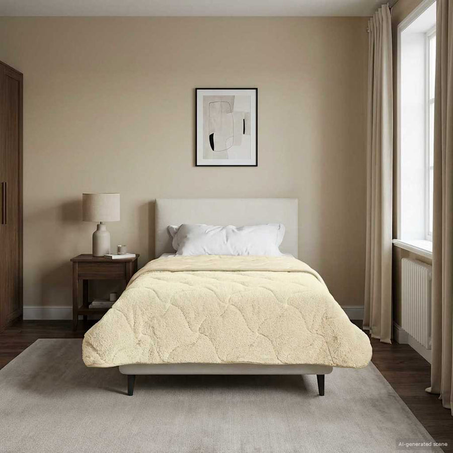 Vol jaar dekbed Crème 135 x 200 cm Microfiber en Teddy fleece
