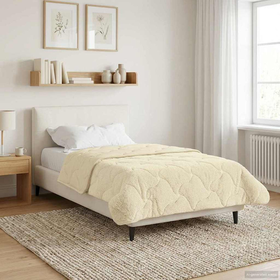 Vol jaar dekbed Crème 140 x 200 cm Microfiber en Teddy fleece