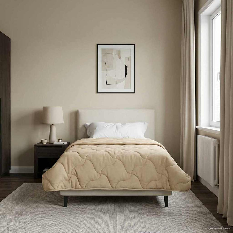 Vol jaar dekbed Crème 140 x 200 cm Microfiber en Teddy fleece