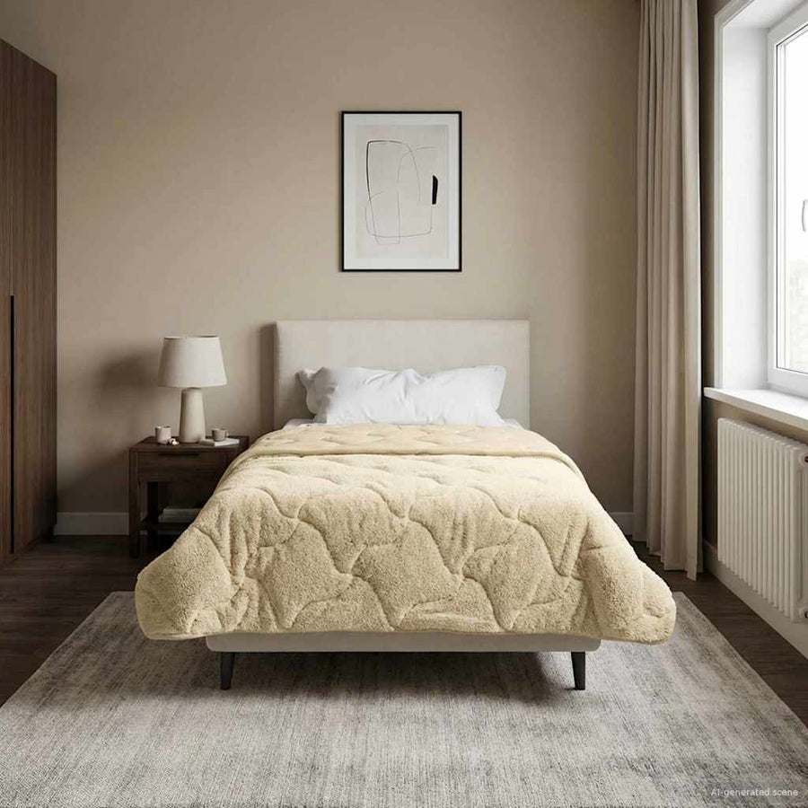 Vol jaar dekbed Crème 155 x 200 cm Microfiber en Teddy fleece