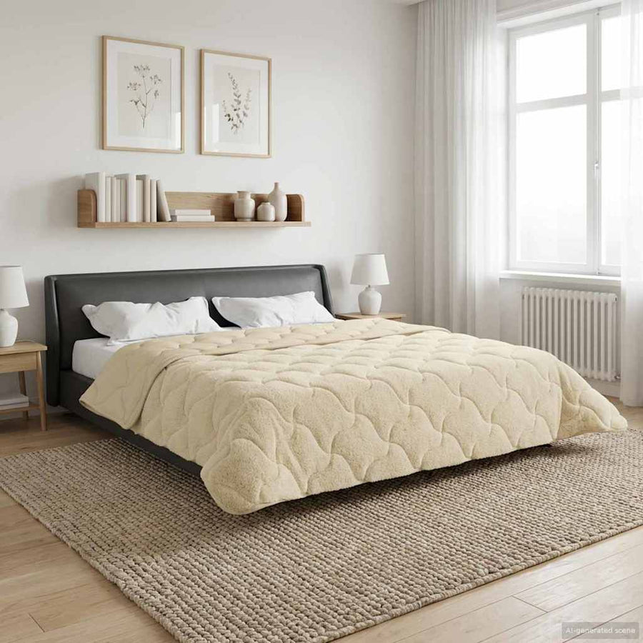 Vol jaar dekbed Crème 200 x 200 cm Microfiber en Teddy fleece