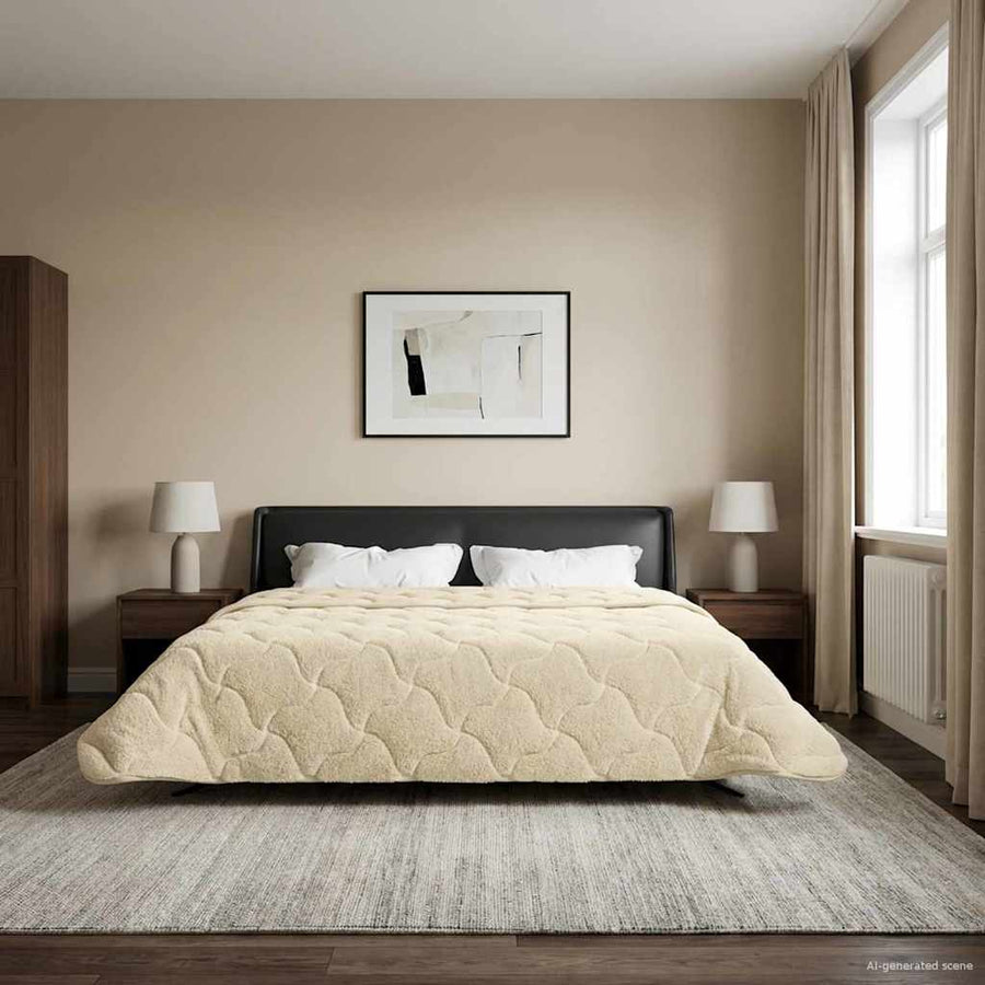 Vol jaar dekbed Crème 200 x 200 cm Microfiber en Teddy fleece