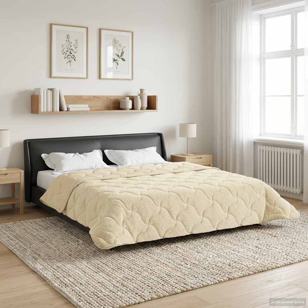 Vol jaar dekbed Crème 200 x 240 cm Microfiber en Teddy fleece