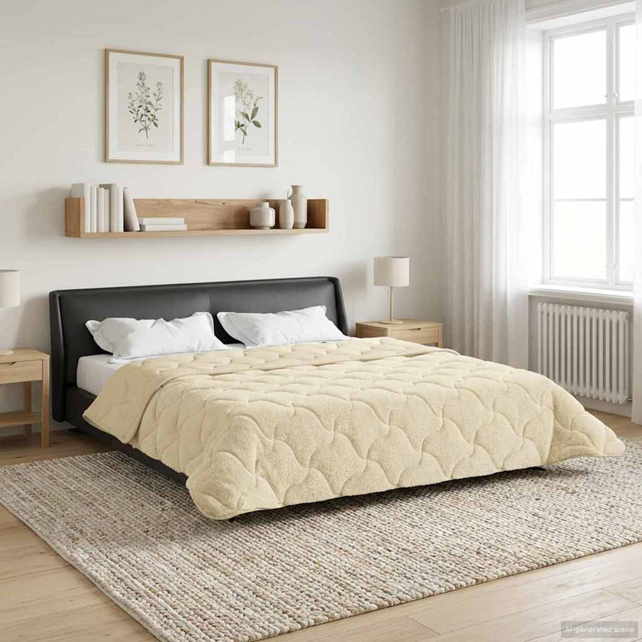 Vol jaar dekbed Crème 200 x 240 cm Microfiber en Teddy fleece