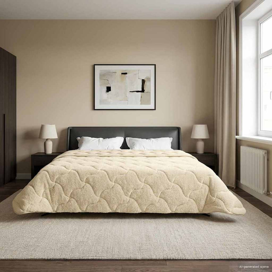 Vol jaar dekbed Crème 200 x 240 cm Microfiber en Teddy fleece