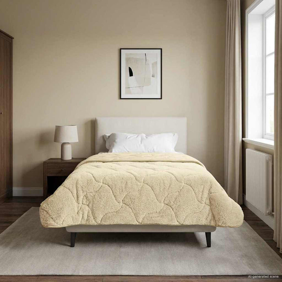 Vol jaar dekbed Crème 135 x 220 cm Microfiber en Teddy fleece