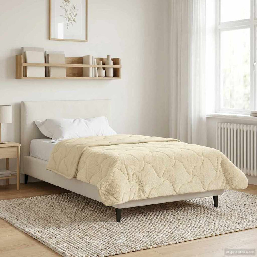Vol jaar dekbed Crème 140 x 220 cm Microfiber en Teddy fleece