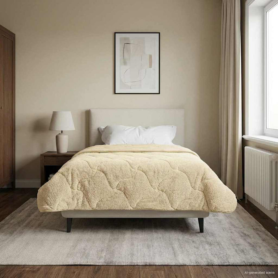 Vol jaar dekbed Crème 140 x 220 cm Microfiber en Teddy fleece