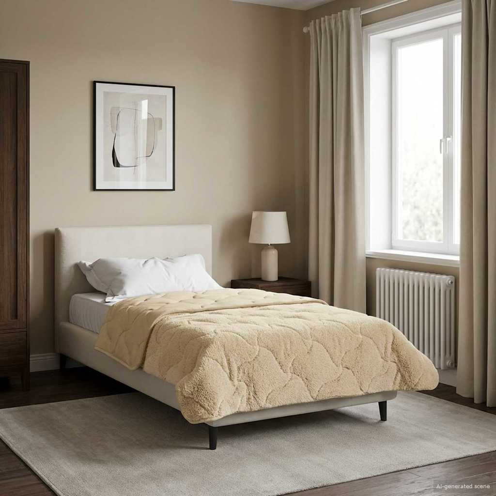Vol jaar dekbed Crème 155 x 220 cm Microfiber en Teddy fleece