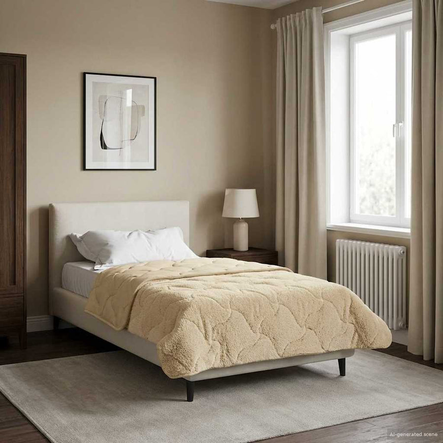 Vol jaar dekbed Crème 155 x 220 cm Microfiber en Teddy fleece