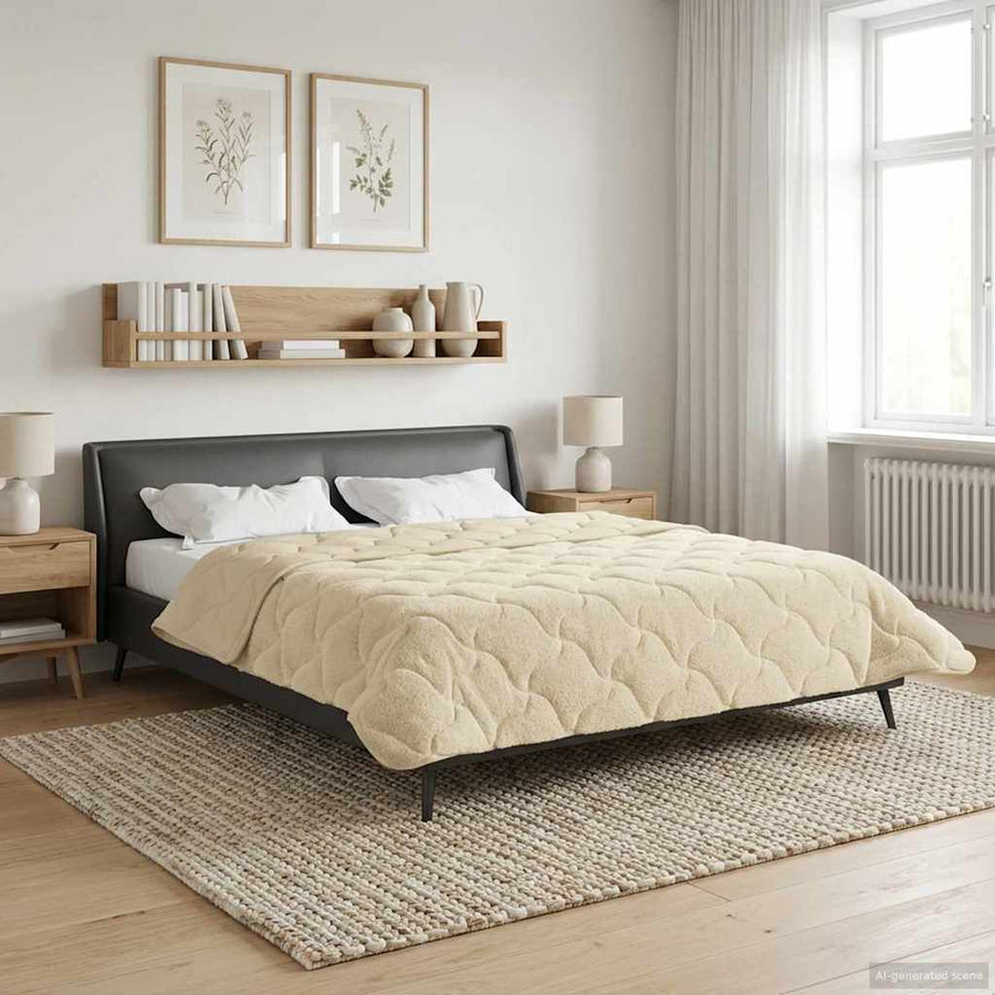 Vol jaar dekbed Crème 200 x 220 cm Microfiber en Teddy fleece