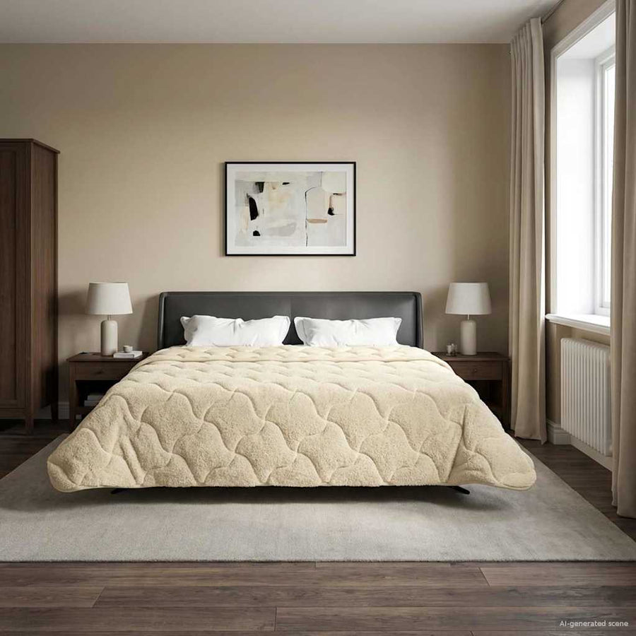 Vol jaar dekbed Crème 200 x 220 cm Microfiber en Teddy fleece