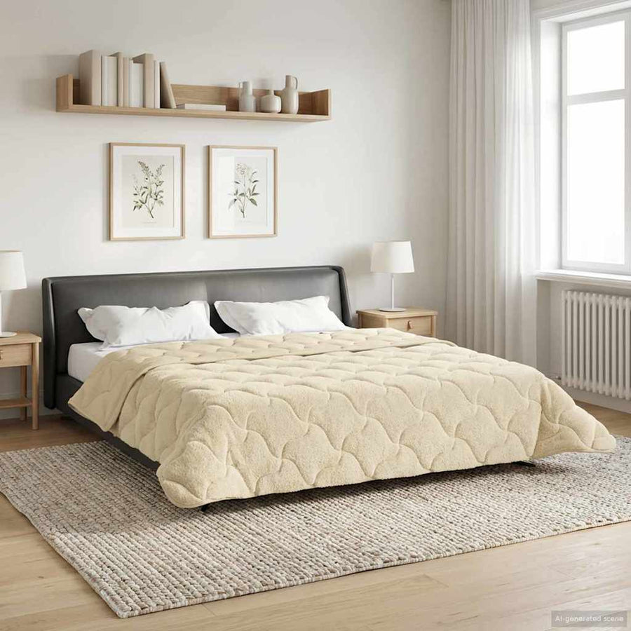 Vol jaar dekbed Crème 220 x 240 cm Microfiber en Teddy fleece
